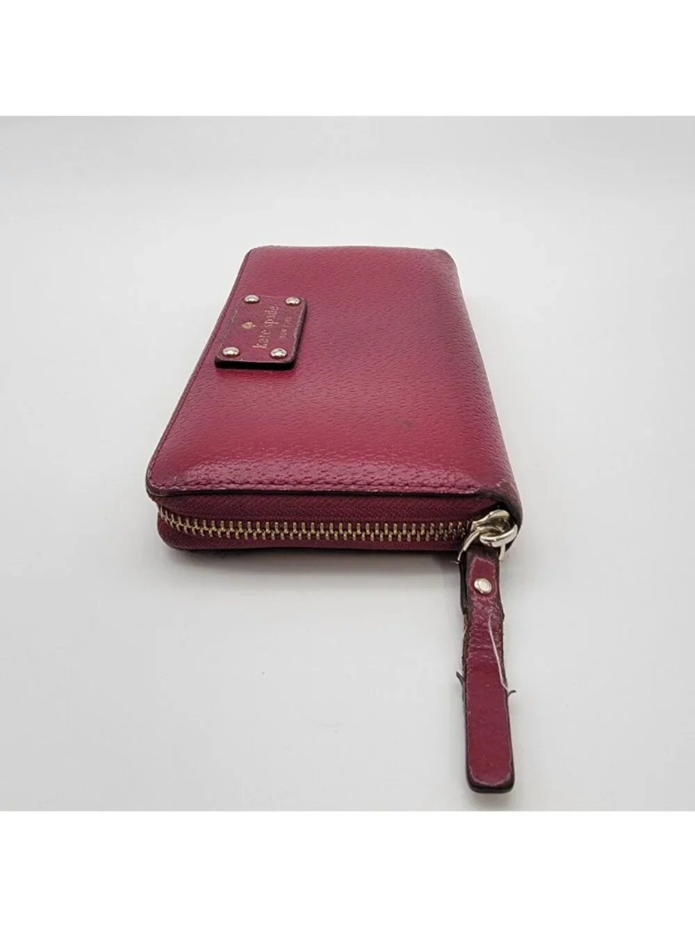Kate Spade New York Burgundy Pebbled Leather Neda Zip-Around Wallet